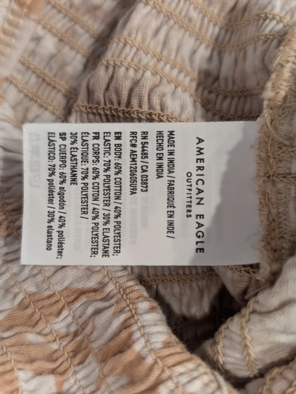 American Eagle Outfitters Beige Floral Smocked Cami Crop Top Small - Picture 6 of 8